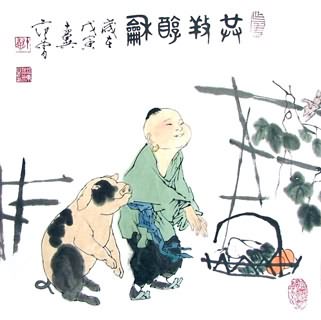 Chinese Pig Painting,34cm x 46cm,4495011-x