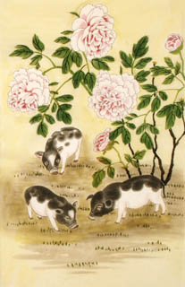 Chinese Pig Painting,69cm x 46cm,4617003-x