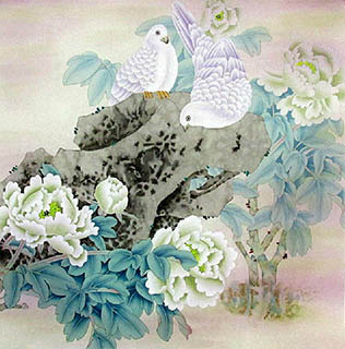 Chinese Pigeon Painting,66cm x 66cm,2324026-x