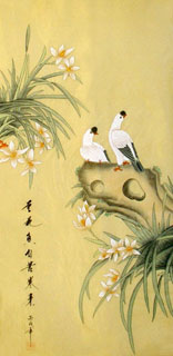 Chinese Pigeon Painting,40cm x 80cm,2336093-x