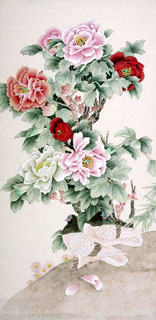 Chinese Pigeon Painting,66cm x 130cm,2340062-x