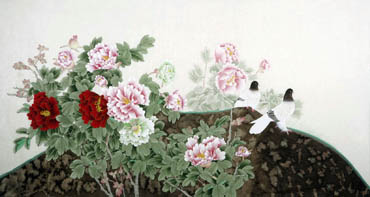 Chinese Pigeon Painting,92cm x 174cm,2340063-x