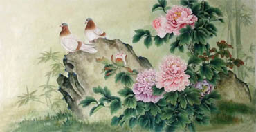 Chinese Pigeon Painting,66cm x 136cm,2352033-x