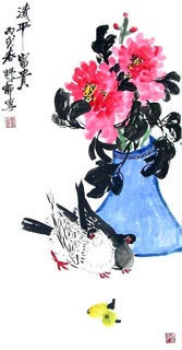 Chinese Pigeon Painting,50cm x 100cm,2371013-x