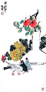 Chinese Pigeon Painting,50cm x 100cm,2371014-x