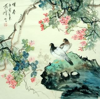 Chinese Pigeon Painting,69cm x 69cm,2423007-x