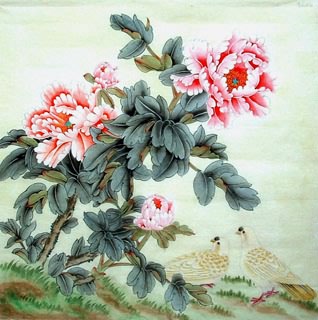 Chinese Pigeon Painting,69cm x 69cm,2614001-x