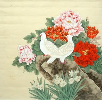 Chinese Pigeon Painting,69cm x 69cm,2614035-x