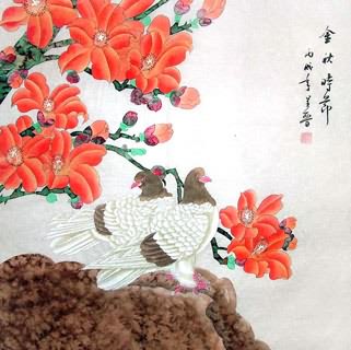Chinese Pigeon Painting,69cm x 69cm,2617032-x