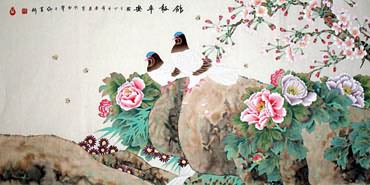 Chinese Pigeon Painting,66cm x 130cm,2622009-x