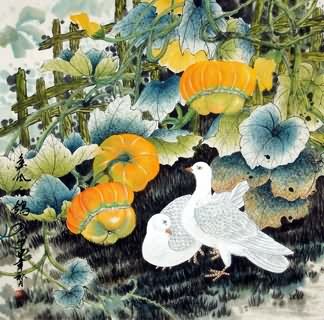 Chinese Pigeon Painting,69cm x 69cm,2629004-x