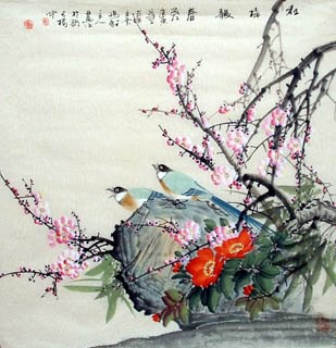 Chinese Plum Blossom Painting,66cm x 66cm,2327001-x