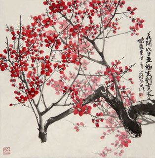 Chinese Plum Blossom Painting,68cm x 68cm,2388102-x