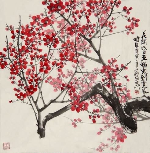 Chinese Plum Blossom Painting 2388102, 68cm x 68cm(27〃 x 27〃)