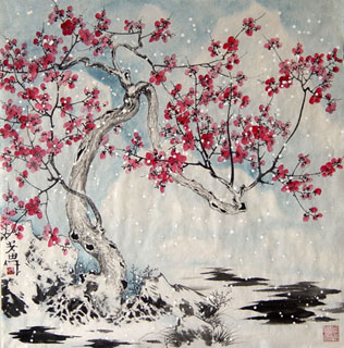 Chinese Plum Blossom Painting,68cm x 68cm,2388107-x