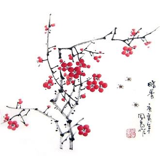 Chinese Plum Blossom Painting,33cm x 33cm,2396001-x