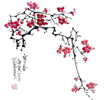 Chinese Plum Blossom Painting,33cm x 33cm,2396004-x