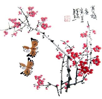 Chinese Plum Blossom Painting,33cm x 33cm,2396005-x