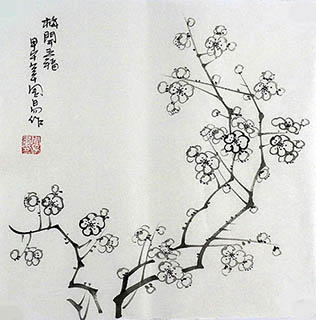 Chinese Plum Blossom Painting,34cm x 34cm,2396053-x