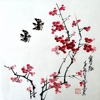 Chinese Plum Blossom Painting,34cm x 34cm,2396055-x