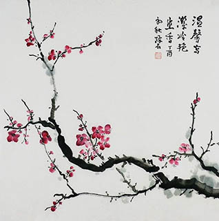Chinese Plum Blossom Painting,66cm x 66cm,2407018-x