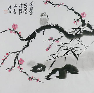 Chinese Plum Blossom Painting,50cm x 50cm,2407031-x