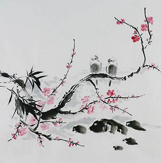 Chinese Plum Blossom Painting,66cm x 66cm,2407086-x