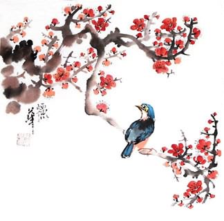 Chinese Plum Blossom Painting,33cm x 33cm,2485024-x