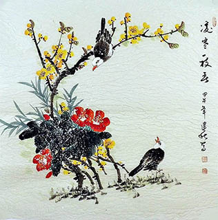 Chinese Plum Blossom Painting,66cm x 66cm,2568006-x