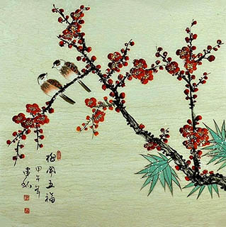 Chinese Plum Blossom Painting,66cm x 66cm,2568007-x