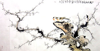 Chinese Plum Blossom Painting,66cm x 136cm,dyc21099005-x
