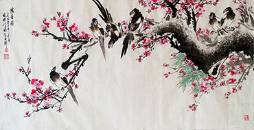 Chinese Plum Blossom Painting,66cm x 136cm,hfg21144005-x