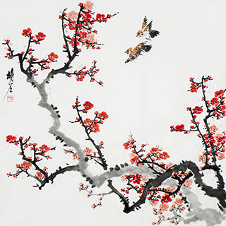 Chinese Plum Blossom Painting,69cm x 69cm,ms21139032-x