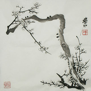 Chinese Plum Blossom Painting,34cm x 34cm,ms21139058-x