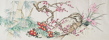 Chinese Plum Blossom Painting,46cm x 135cm,sl21145001-x