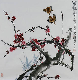 Chinese Plum Blossom Painting,66cm x 66cm,syq21141007-x