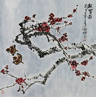 Chinese Plum Blossom Painting,66cm x 66cm,syq21141013-x