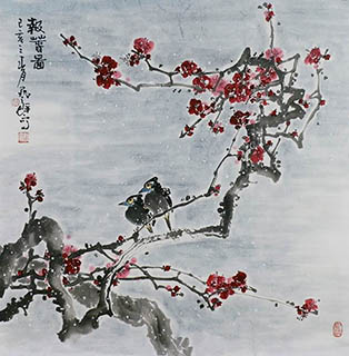 Chinese Plum Blossom Painting,66cm x 66cm,syq21141015-x