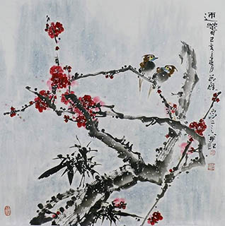 Chinese Plum Blossom Painting,66cm x 66cm,syq21141016-x