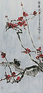 Chinese Plum Blossom Painting,45cm x 96cm,syq21141017-x