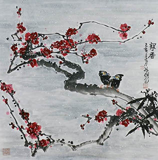 Chinese Plum Blossom Painting,66cm x 66cm,syq21141018-x