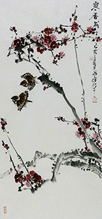 Chinese Plum Blossom Painting,45cm x 96cm,syq21141019-x