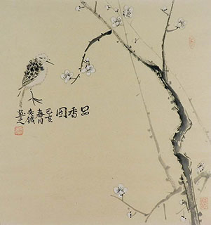 Chinese Plum Blossom Painting,34cm x 34cm,tl21140008-x