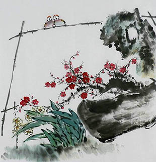 Chinese Plum Blossom Painting,66cm x 66cm,wxg21143010-x