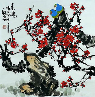 Chinese Plum Blossom Painting,66cm x 66cm,zym21142007-x