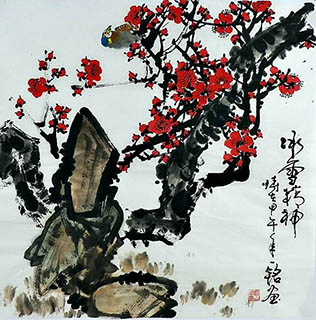Chinese Plum Blossom Painting,66cm x 66cm,zym21142010-x
