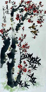 Chinese Plum Blossom Painting,50cm x 100cm,zym21142015-x