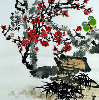 Chinese Plum Blossom Painting,66cm x 66cm,zym21142016-x