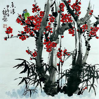 Chinese Plum Blossom Painting,68cm x 68cm,zym21142020-x
