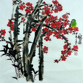 Chinese Plum Blossom Painting,66cm x 66cm,zym21142030-x